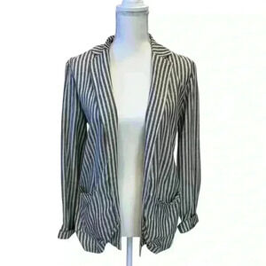 JACK by BB Dakota Grey and White Stripped Girlfriend Open Jacket - Size XS